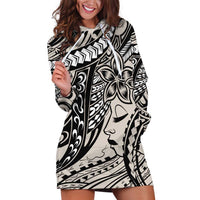 Polynesian Girl Tribal Tattoo Hoodie Dress Beige Vibe LT9 Beige - Polynesian Pride