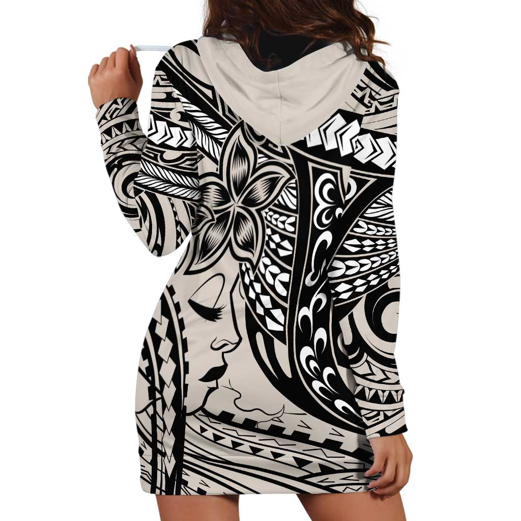 Polynesian Girl Tribal Tattoo Hoodie Dress Beige Vibe LT9 - Polynesian Pride