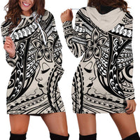 Polynesian Girl Tribal Tattoo Hoodie Dress Beige Vibe LT9 - Polynesian Pride