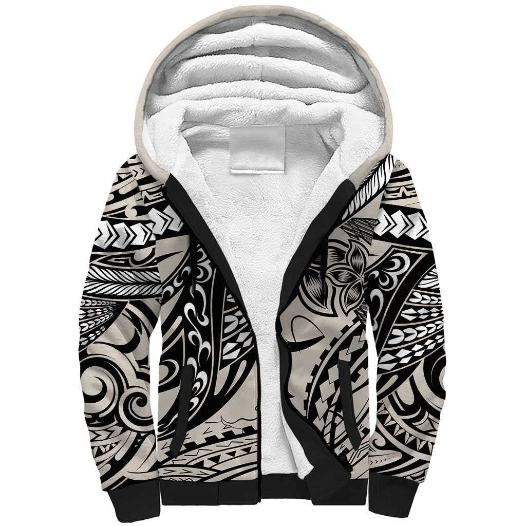 Polynesian Girl Tribal Tattoo Sherpa Hoodie Beige Vibe LT9 Unisex Beige - Polynesian Pride