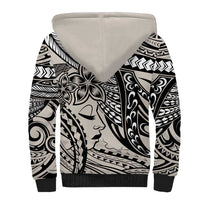 Polynesian Girl Tribal Tattoo Sherpa Hoodie Beige Vibe LT9 - Polynesian Pride