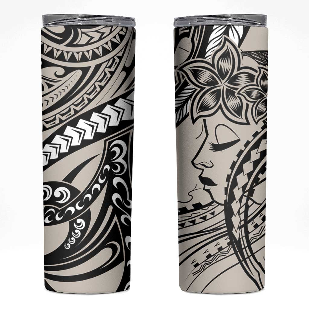Polynesian Girl Tribal Tattoo Skinny Tumbler Beige Vibe LT9 Beige - Polynesian Pride