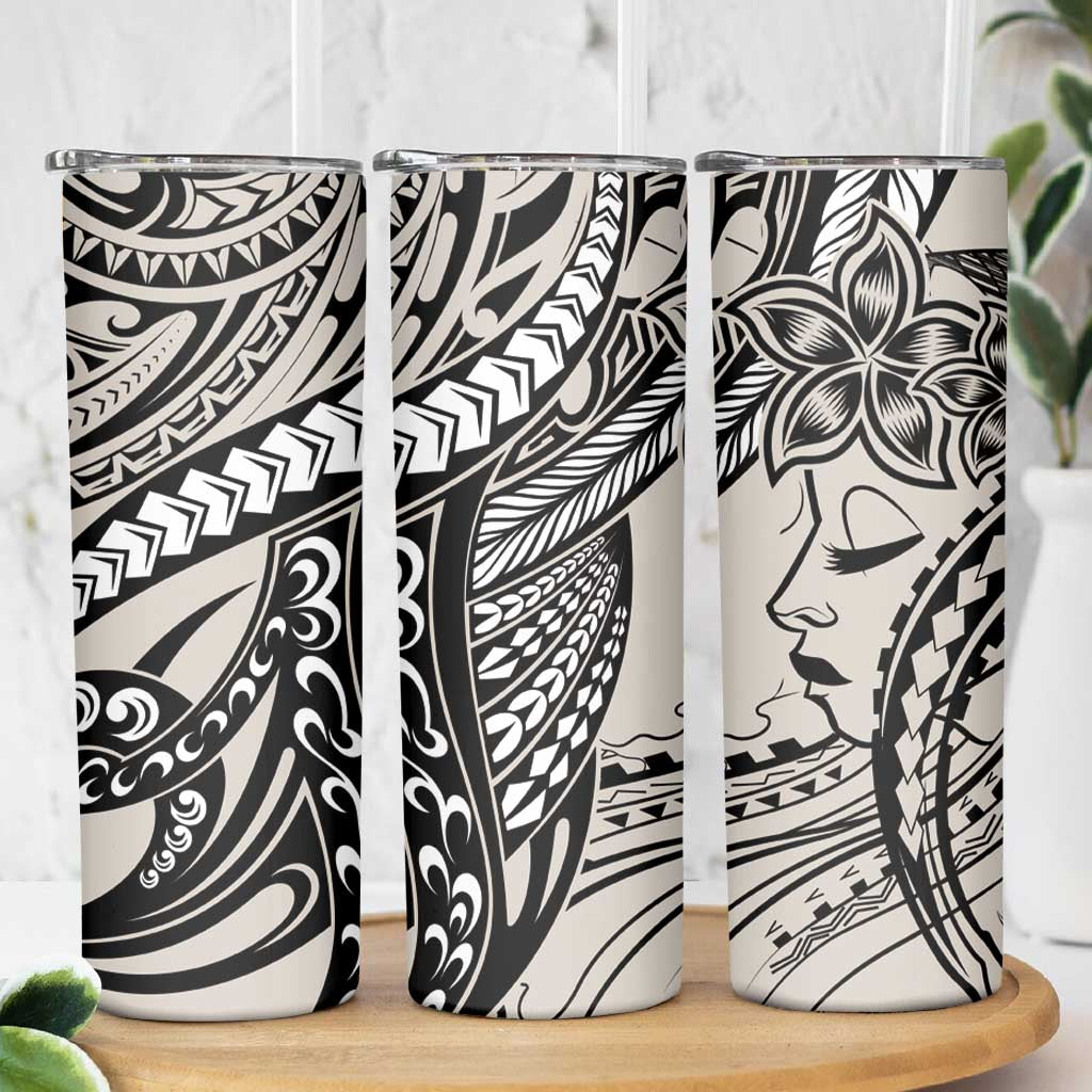 Polynesian Girl Tribal Tattoo Skinny Tumbler Beige Vibe LT9 - Polynesian Pride