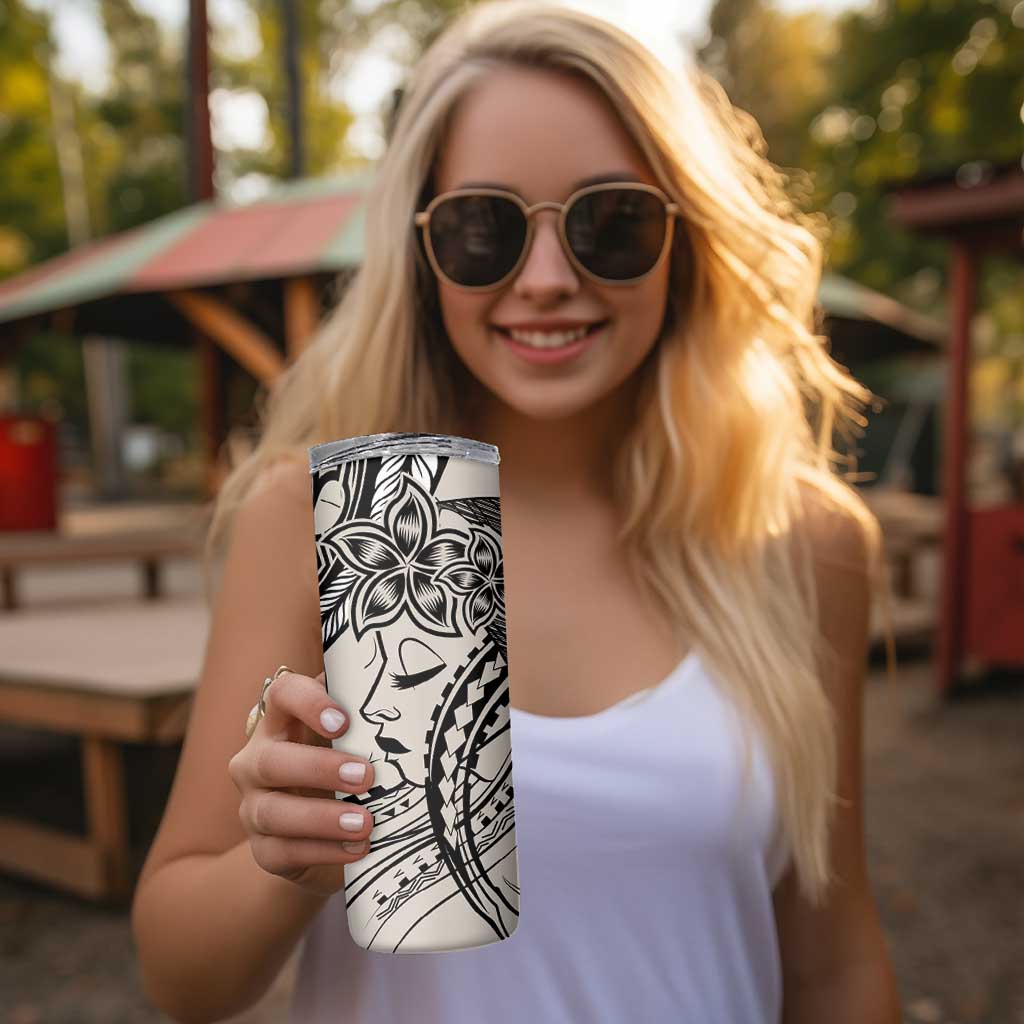 Polynesian Girl Tribal Tattoo Skinny Tumbler Beige Vibe LT9 - Polynesian Pride