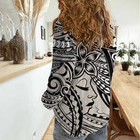 Polynesian Girl Tribal Tattoo Women Casual Shirt Beige Vibe LT9 - Polynesian Pride