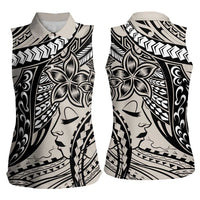 Polynesian Girl Tribal Tattoo Women Sleeveless Polo Shirt Beige Vibe LT9 - Polynesian Pride
