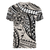 Polynesian Girl Tribal Tattoo Women V-Neck T-Shirt Beige Vibe LT9 - Polynesian Pride