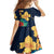 Polynesian Hibiscus Flower Waves Pattern Family Matching Mermaid Dress and Hawaiian Shirt