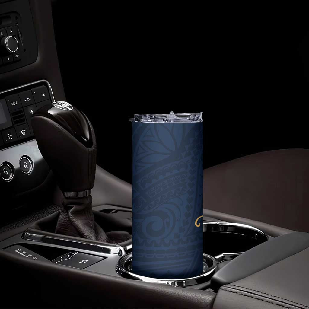 Polynesian Hibiscus Flower Waves Pattern Skinny Tumbler
