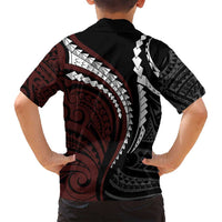 Polynesian Oxblood Line Art Tribal Tattoo Family Matching Long Sleeve Bodycon Dress and Hawaiian Shirt LT9 - Polynesian Pride