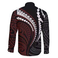 Polynesian Oxblood Line Art Tribal Tattoo Family Matching Summer Maxi Dress and Hawaiian Shirt LT9 - Polynesian Pride