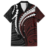 Polynesian Oxblood Line Art Tribal Tattoo Family Matching Tank Maxi Dress and Hawaiian Shirt LT9 Dad's Shirt - Short Sleeve Beige - Polynesian Pride