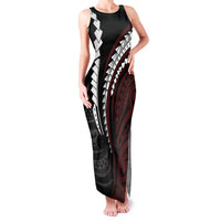 Polynesian Oxblood Line Art Tribal Tattoo Family Matching Tank Maxi Dress and Hawaiian Shirt LT9 Mom's Dress Beige - Polynesian Pride