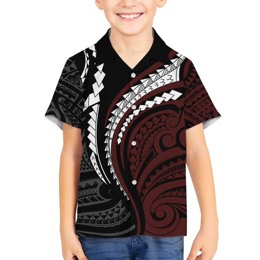 Polynesian Oxblood Line Art Tribal Tattoo Family Matching Tank Maxi Dress and Hawaiian Shirt LT9 Son's Shirt Beige - Polynesian Pride
