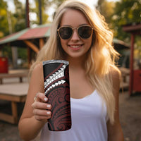 Polynesian Oxblood Line Art Tribal Tattoo Skinny Tumbler LT9 - Polynesian Pride