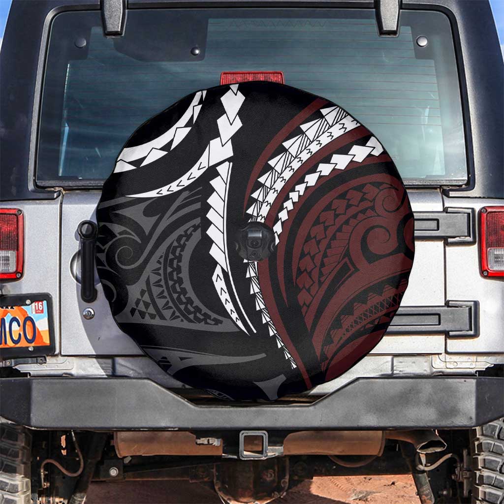 Polynesian Oxblood Line Art Tribal Tattoo Spare Tire Cover LT9 Beige - Polynesian Pride