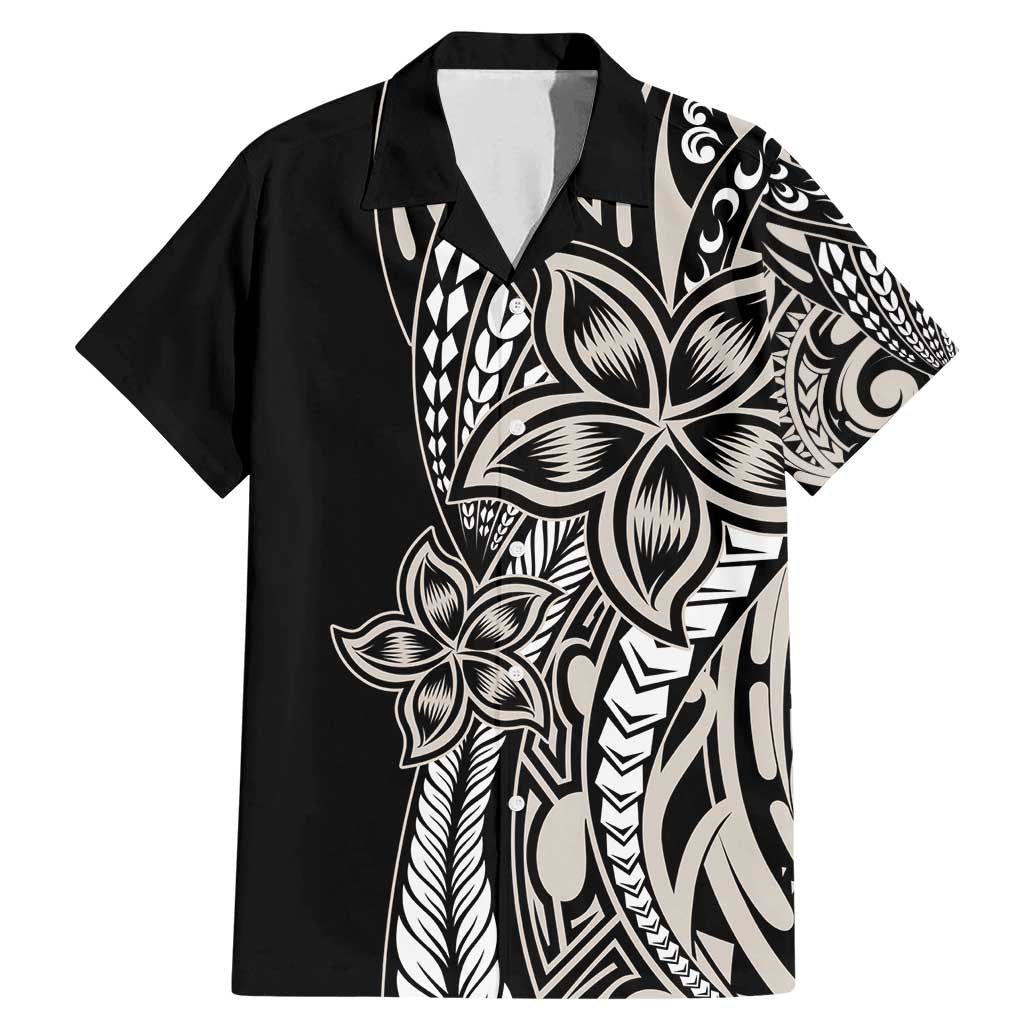 Polynesian Plumeria Floral Tattoo Pattern Family Matching Mermaid Dress and Hawaiian Shirt Beige Style LT9 Dad's Shirt - Short Sleeve Beige - Polynesian Pride