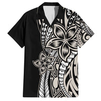 Polynesian Plumeria Floral Tattoo Pattern Family Matching Off Shoulder Maxi Dress and Hawaiian Shirt Beige Style LT9 Dad's Shirt - Short Sleeve Beige - Polynesian Pride