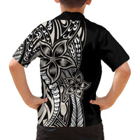 Polynesian Plumeria Floral Tattoo Pattern Family Matching Off Shoulder Short Dress and Hawaiian Shirt Beige Style LT9 - Polynesian Pride