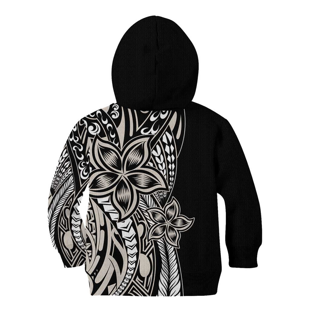 Polynesian Plumeria Floral Tattoo Pattern Kid Hoodie Beige Style LT9 - Polynesian Pride