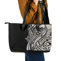 Polynesian Plumeria Floral Tattoo Pattern Leather Tote Bag Beige Style LT9 - Polynesian Pride