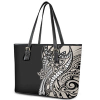 Polynesian Plumeria Floral Tattoo Pattern Leather Tote Bag Beige Style LT9 - Polynesian Pride