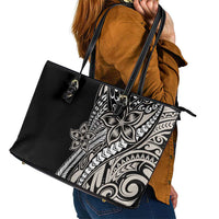Polynesian Plumeria Floral Tattoo Pattern Leather Tote Bag Beige Style LT9 - Polynesian Pride