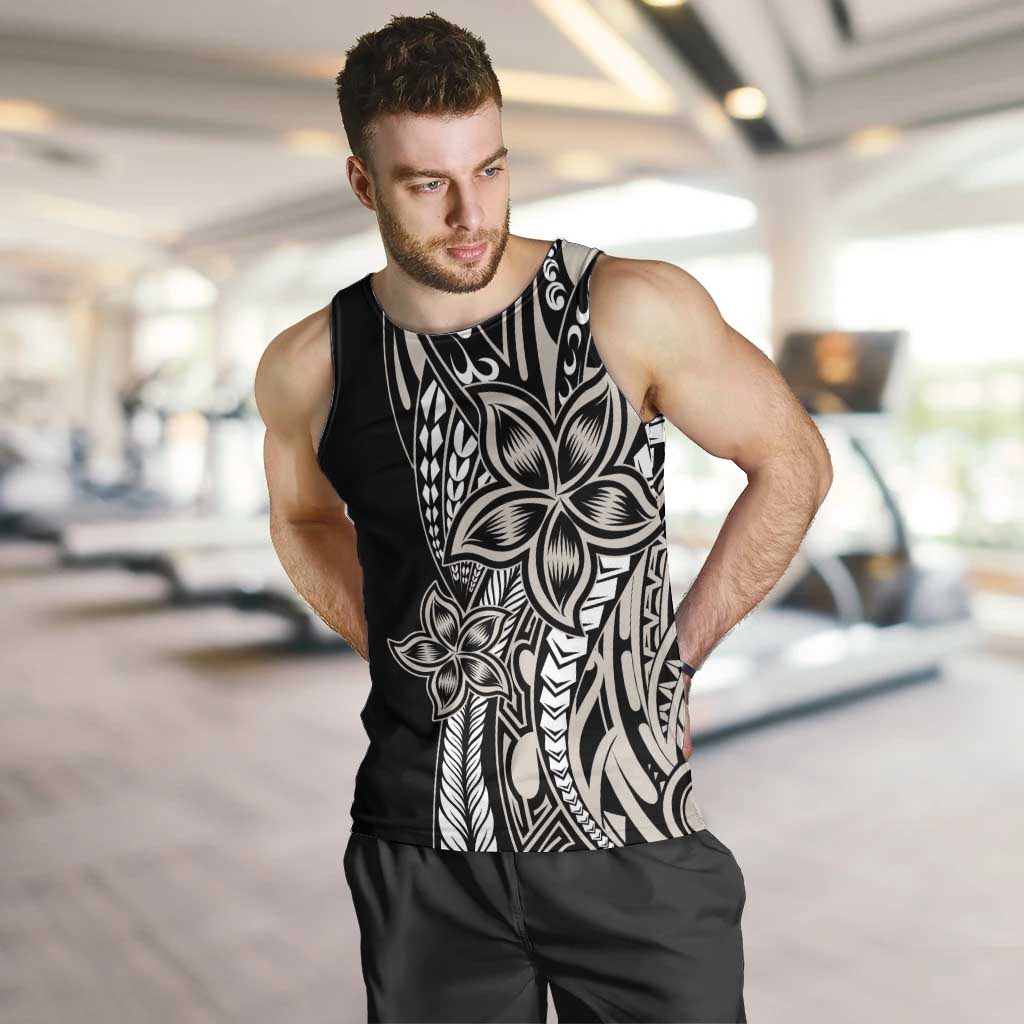 Polynesian Plumeria Floral Tattoo Pattern Men Tank Top Beige Style LT9 Beige - Polynesian Pride