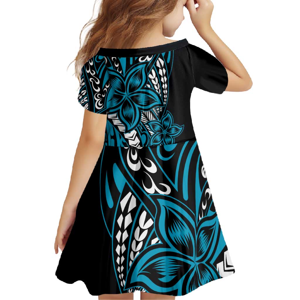 Polynesian Plumeria Floral Tattoo Pattern Family Matching Mermaid Dress and Hawaiian Shirt Blue Style LT9 - Polynesian Pride