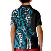 Polynesian Plumeria Floral Tattoo Pattern Kid Polo Shirt Blue Style LT9 - Polynesian Pride