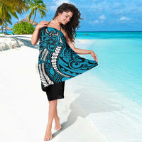 Polynesian Plumeria Floral Tattoo Pattern Sarong Blue Style
