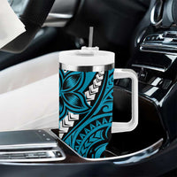 Polynesian Plumeria Floral Tattoo Pattern Tumbler With Handle Blue Style LT9 - Polynesian Pride