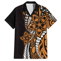 Polynesian Plumeria Floral Tattoo Pattern Family Matching Long Sleeve Bodycon Dress and Hawaiian Shirt Gold Style LT9 Dad's Shirt - Short Sleeve Gold - Polynesian Pride