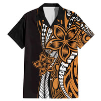 Polynesian Plumeria Floral Tattoo Pattern Family Matching Mermaid Dress and Hawaiian Shirt Gold Style LT9 Dad's Shirt - Short Sleeve Gold - Polynesian Pride