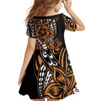 Polynesian Plumeria Floral Tattoo Pattern Family Matching Off Shoulder Maxi Dress and Hawaiian Shirt Gold Style LT9 - Polynesian Pride