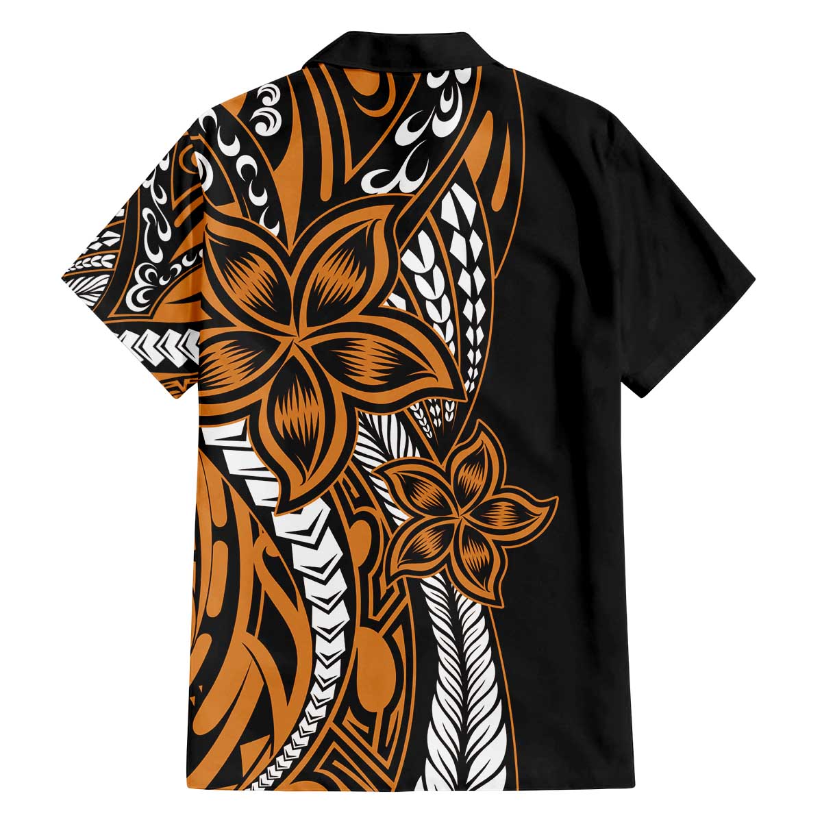 Polynesian Plumeria Floral Tattoo Pattern Family Matching Off Shoulder Short Dress and Hawaiian Shirt Gold Style LT9 - Polynesian Pride