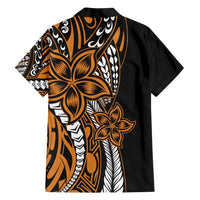 Polynesian Plumeria Floral Tattoo Pattern Family Matching Summer Maxi Dress and Hawaiian Shirt Gold Style LT9 - Polynesian Pride