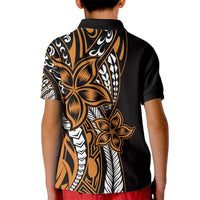 Polynesian Plumeria Floral Tattoo Pattern Kid Polo Shirt Gold Style