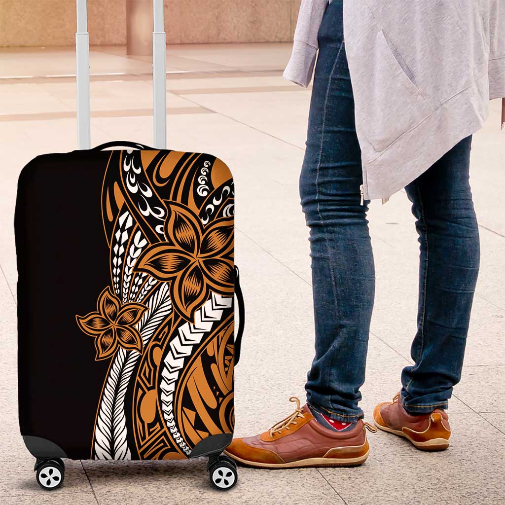 Polynesian Plumeria Floral Tattoo Pattern Luggage Cover Gold Style LT9 Gold - Polynesian Pride