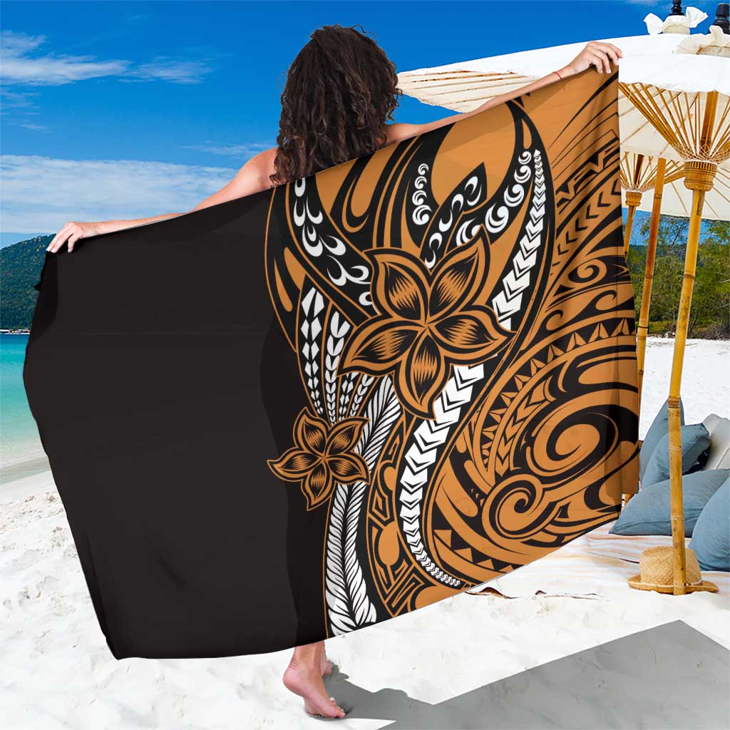 Polynesian Plumeria Floral Tattoo Pattern Sarong Gold Style