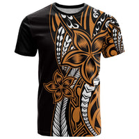 Polynesian Plumeria Floral Tattoo Pattern T Shirt Gold Style LT9 Gold - Polynesian Pride