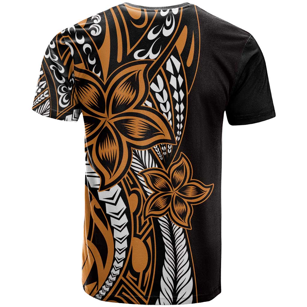 Polynesian Plumeria Floral Tattoo Pattern T Shirt Gold Style LT9 - Polynesian Pride