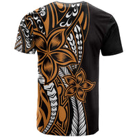 Polynesian Plumeria Floral Tattoo Pattern T Shirt Gold Style LT9 - Polynesian Pride
