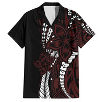 Polynesian Plumeria Floral Tattoo Pattern Family Matching Puletasi and Hawaiian Shirt Oxblood Style LT9 Dad's Shirt - Short Sleeve Oxblood - Polynesian Pride