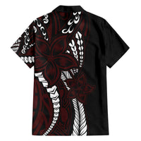 Polynesian Plumeria Floral Tattoo Pattern Family Matching Puletasi and Hawaiian Shirt Oxblood Style LT9 - Polynesian Pride