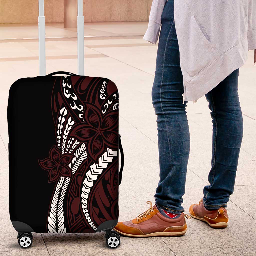 Polynesian Plumeria Floral Tattoo Pattern Luggage Cover Oxblood Style LT9 Oxblood - Polynesian Pride