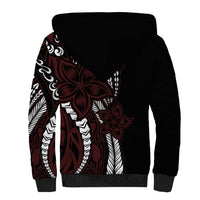 Polynesian Plumeria Floral Tattoo Pattern Sherpa Hoodie Oxblood Style LT9 - Polynesian Pride