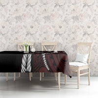 Polynesian Plumeria Floral Tattoo Pattern Tablecloth Oxblood Style