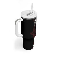 Polynesian Plumeria Floral Tattoo Pattern Tumbler With Handle Oxblood Style
