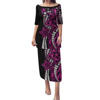 Polynesian Plumeria Floral Tattoo Pattern Family Matching Puletasi and Hawaiian Shirt Pink Style LT9 Mom's Dress Pink - Polynesian Pride